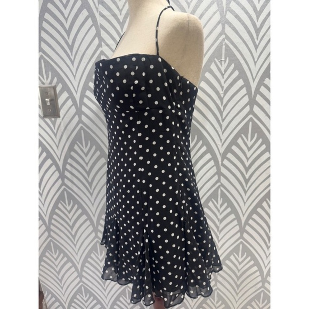 Princess Polly Polka Dot Halter Mini Dress Black White Ruffle Hem US 4 - Picture 3 of 8